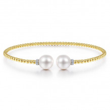 Gabriel & Co. 14k Yellow Gold Bujukan Pearl & Diamond Bangle Bracelet - BG4247-65Y45PL