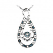 Gems One Silver (SLV 995) Diamond Rhythm Of Love Neckwear Pendant  - 1/10 ctw - ROL1030-SSDBL