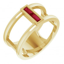 14K Yellow Ruby Baguette Ring - 71884601P