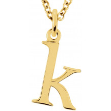 14K Yellow Lowercase Initial k 16 Necklace - 8578070030P