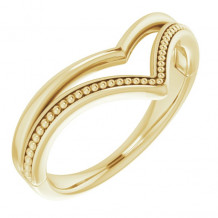 14K Yellow Beaded V Ring - 51878102P