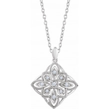 14K White 1/10 CTW Diamond Granulated Filigree 18 Necklace - 65260960000P