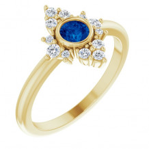 14K Yellow Blue Sapphire & 1/5 CTW Diamond Ring - 720896030P