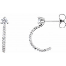 14K White 1/3 CTW Diamond Hoop Earrings - 86686620P