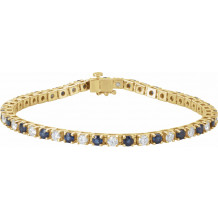 14K Yellow Blue Sapphire & 2 3/8 CTW Diamond Line 7 Bracelet - 62074255395P