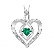 Gems One Silver Diamond (1/50 Ctw) & Created-Emerald (1/4 Ctw) Pendant - ROL1165E