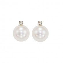 Gems One 14Kt White Gold Diamond (1/20Ctw) & Pearl (1 Ctw) Earring - PSD8.5AAA-4W