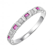 Gems One 10Kt White Gold Diamond (1/12Ctw) & Pink Sapphire (1/8 Ctw) Ring - FR1038-1WD