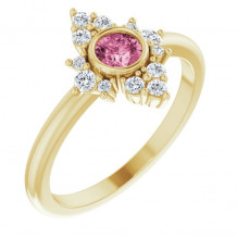 14K Yellow Pink Tourmaline & 1/5 CTW Diamond Ring - 720896036P