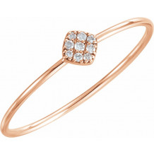 14K Rose 1/8 CTW Diamond Petite Square Ring - 65192360002P