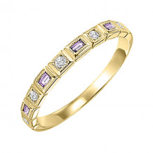 Gems One 14Kt Yellow Gold Diamond (1/10Ctw) & Syn Alexandrite (1/8 Ctw) Ring - FR1269-4YD