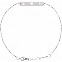 14K White Faith, Love, Hope Bar 6 1/2-7 1/2 Bracelet - BRC805101P