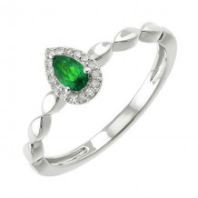 Gems One 10Kt White Gold Diamond (1/20Ctw) & Emerald (1/4 Ctw) Ring - RG87015-1WDE