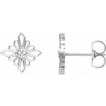 14K White Geometric Earrings with Backs - 86985600P