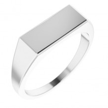 14K White 15x7 mm Rectangle Signet Ring - 9824101P