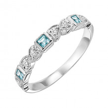 Gems One 14Kt White Gold Diamond (1/12Ctw) & Blue Topaz (1/6 Ctw) Ring - FR1230-4WD