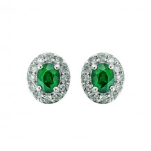 Gems One 10Kt White Gold Diamond (1/6Ctw) & Emerald (3/8 Ctw) Earring - ER31974-1WDE