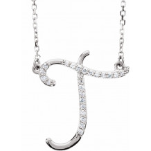 14K White 1/10 CTW Diamond Initial T 16 Necklace - 67399138P