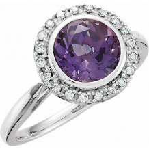 14K White Amethyst & 1/8 CTW Diamond Ring - 651435100P