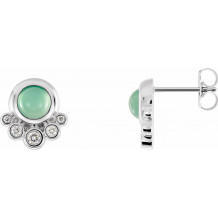14K White Chrysoprase & 1/8 CTW Diamond Earrings - 86780605P