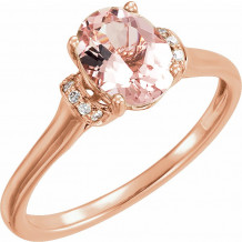 14K Rose Morganite & .05 CTW Diamond Ring - 65187660000P