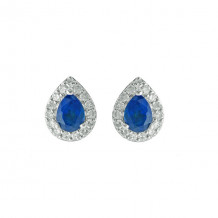 Gems One 10Kt White Gold Diamond (1/8Ctw) & Sapphire (3/8 Ctw) Earring - ER31976-1WDS