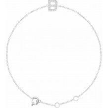 14K White .07 CTW Diamond Initial B 6-7 Bracelet - 65268960002P