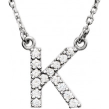 14K White Initial K 1/8 CTW Diamond 16 Necklace - 67311110P