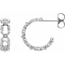 14K White Quatrefoil Hoop Earrings - 86644600P