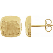 14K Yellow Hammered Square Earrings - 861051001P