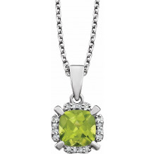 14K White Peridot & .05 CTW Diamond 18 Necklace - 65195360008P