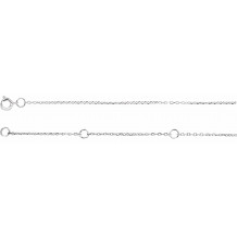 14K White 1 mm Adjustable Diamond-Cut Cable Chain 6 1/2-7 1/2 Bracelet - CH12360039P