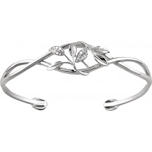 14K White .05 CTW Diamond Leaf Design Cuff Bracelet - 650886101P