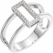 14K White .10 CTW Rectangle Geometric Diamond Ring - 65231960000P