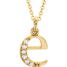 14K Yellow .03 CTW Diamond Lowercase Initial e 16 Necklace - 8580360013P