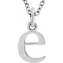 14K White Lowercase Initial e 16 Necklace - 8578070013P