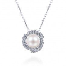 Gabriel & Co. 14k White Gold Grace Pearl & Diamond Necklace - NK6043W45PL