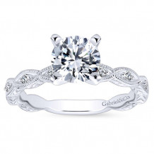 Gabriel & Co. 14k White Gold Victorian Straight Engagement Ring - ER4122W44JJ