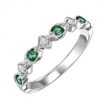 Gems One 10Kt White Gold Diamond (1/20Ctw) & Emerald (1/6 Ctw) Ring - FR1028-1WD