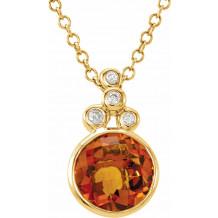 14K Yellow Checkerboard Citrine & .04 CTW Diamond 18 Necklace - 66966101P