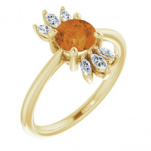 14K Yellow Citrine & 1/4 CTW Diamond Ring - 72080666P