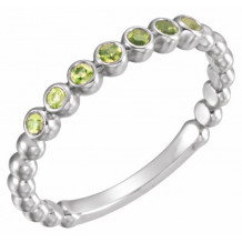 14K White Peridot Stackable Ring - 7181360012P