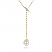 Gabriel & Co. 14k Yellow Gold Grace Pearl & Diamond Necklace - NK5963Y45PL