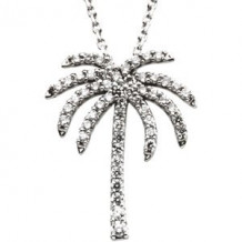 14K White 1/4 CTW Diamond Palm Tree 16 Necklace - 6712784402P