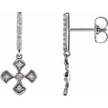 14K White 1/5 CTW Diamond Cross Dangle Earrings - 6535881000P