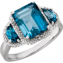 14K White London Blue Topaz & .03 CTW Diamond Ring - 651441100P