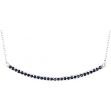 14K White Blue Sapphire Bar 16-18 Necklace - 65108570001P