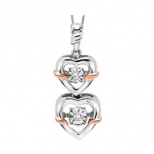 Gems One Silver (SLV 995) Pink & Diamonds Stunning Neckwear Pendant - 1/10 ctw - ROL1214-SS1PD