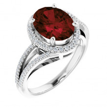 14K White Mozambique Garnet & 1/4 CTW Diamond Ring - 7186860000P