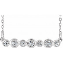 14K White 1/5 CTW Diamond Bezel-Set Bar 16-18 Necklace - 86706600P